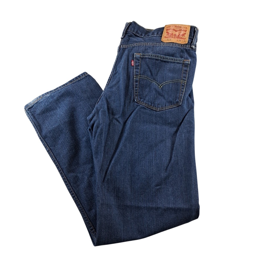 Levi's 514 Straight Fit Jeans Mens 36x32 Dark Wash Denim 100% Cotton